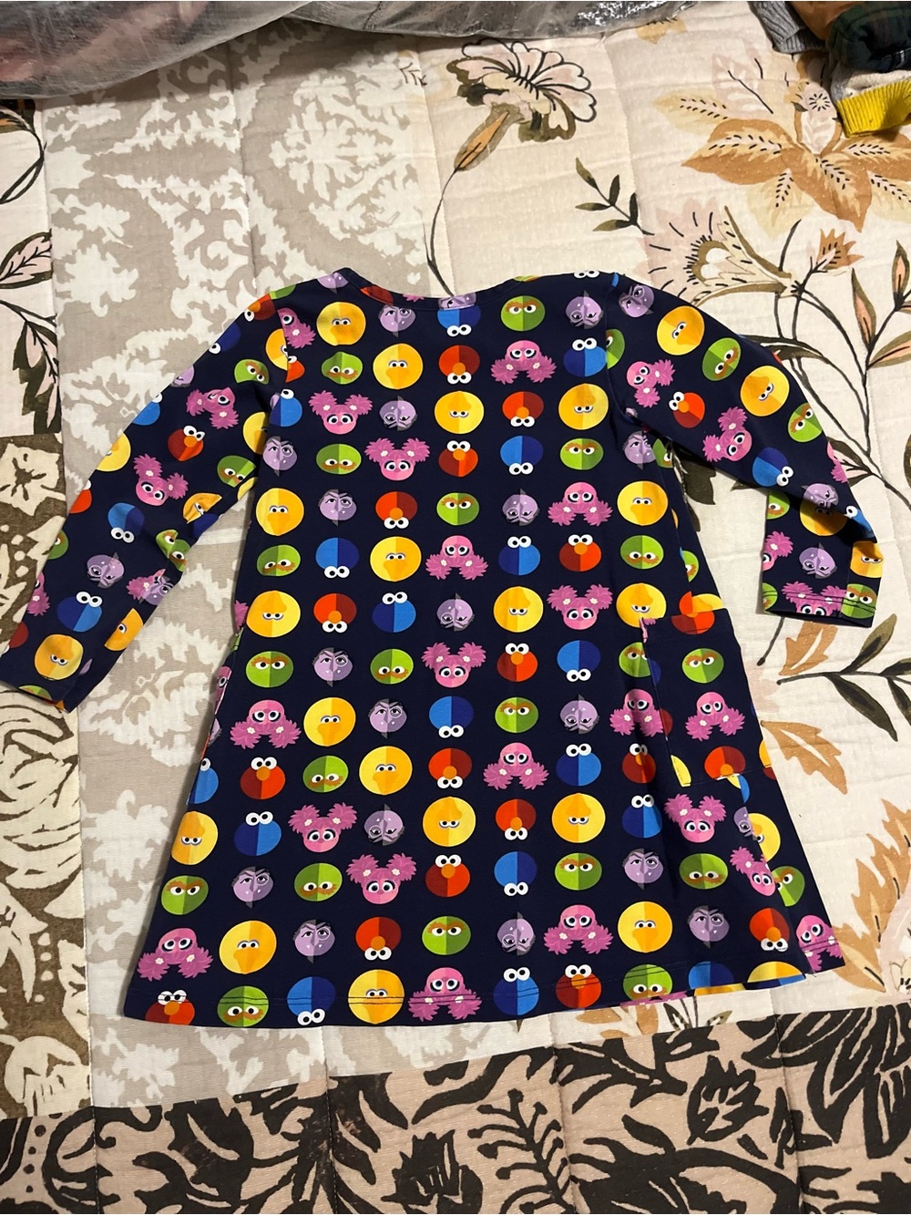 Hanna Andersson Sesame Street Navy Long-Sleeve Dress with Pockets